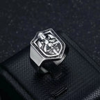 Huaya Men's Unique Temperament Knight Pattern Stamp Ring Retro Delicate Silver Color New Ring Jewelry Personality