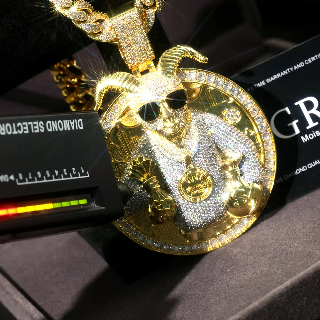 Iced Out Goat Figaro Cuban Chain Necklace — Copper Alloy