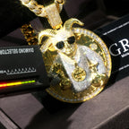 Iced Out Goat Figaro Cuban Chain Necklace — Copper Alloy