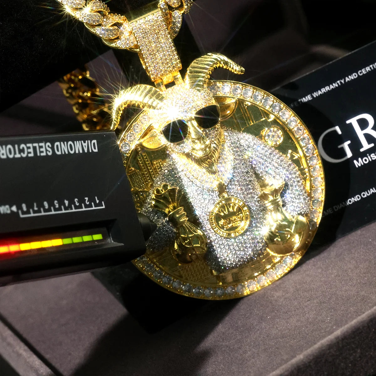 Iced Out Goat Figaro Cuban Chain Necklace — Copper Alloy