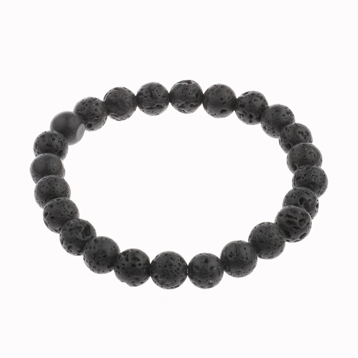 Charm Mens CZ Beaded Bracelets 8mm Bright Black Lava Stone Bracelets Homme Black Matte Bracelets For Women Dropshipping