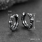 Stacked Skull Hoop Earrings Huggie Circle — Silver-Tone
