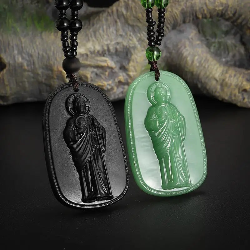 Exquisite Buddhist Imitation Jade Pendant Necklace For Men Women Religious Personality Amulet Buddha Necklace Accessories Gift