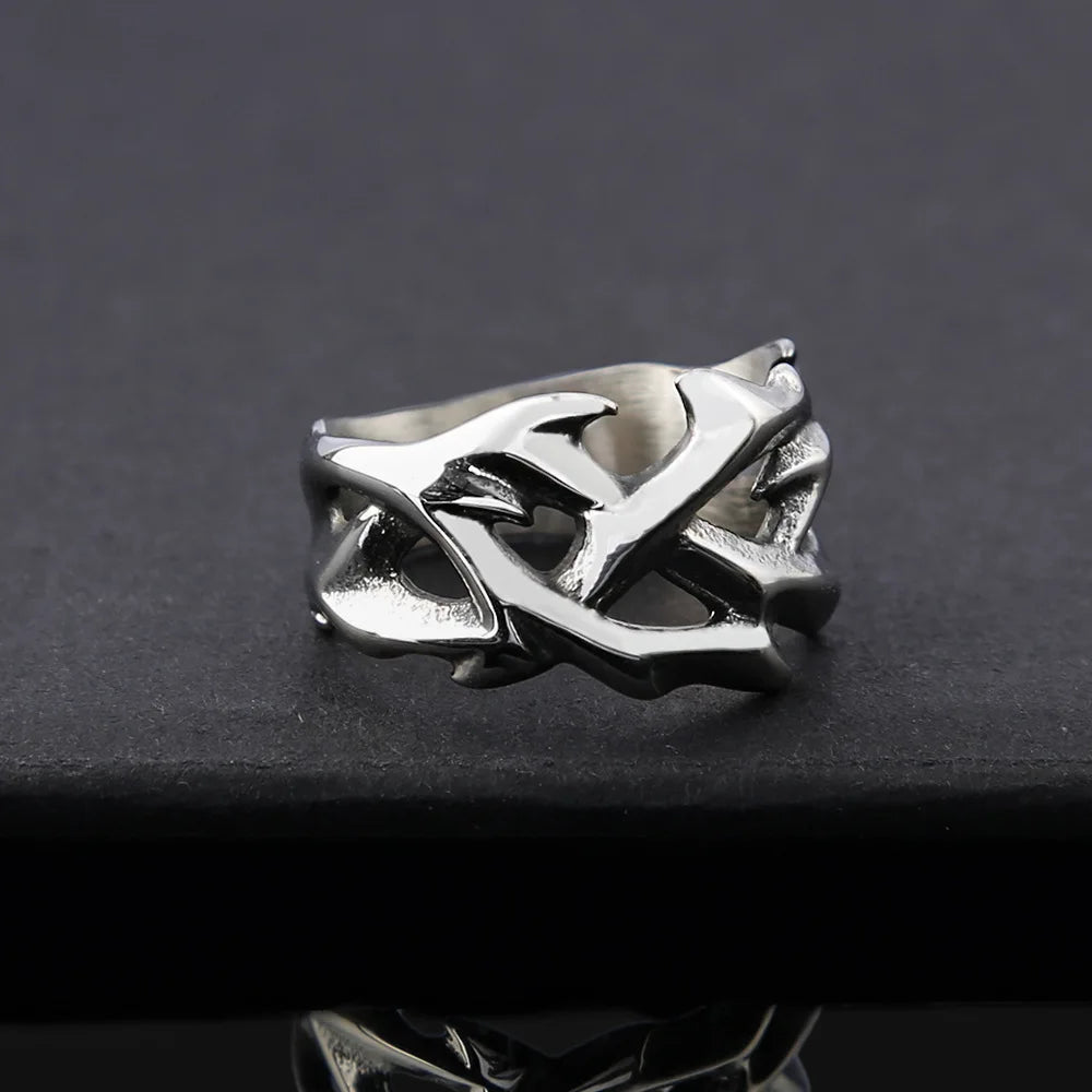 Nordic Viking Hollow Thorns Ring Vintage Cool — Stainless Steel