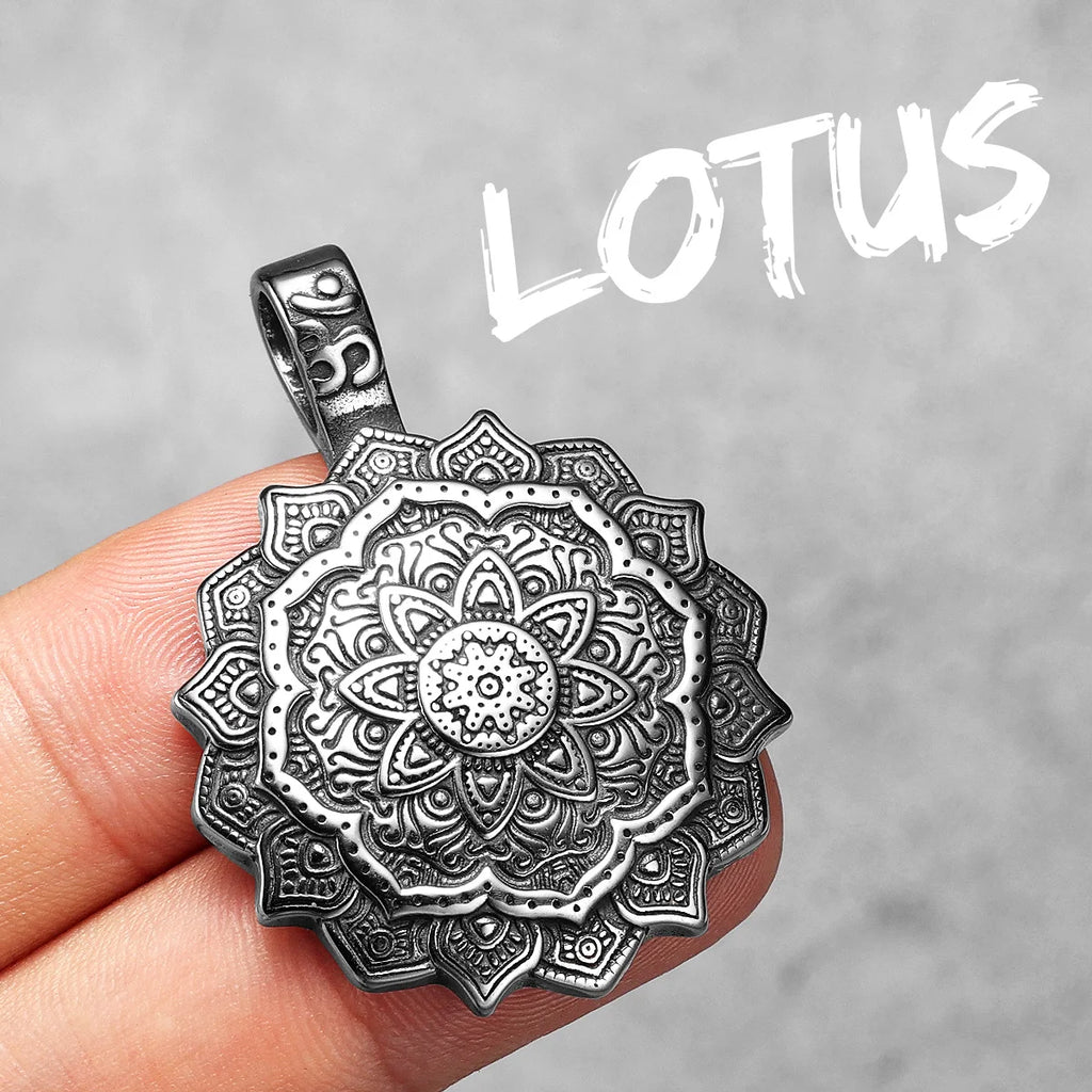 Mandala Flower Pendant — Stainless Steel