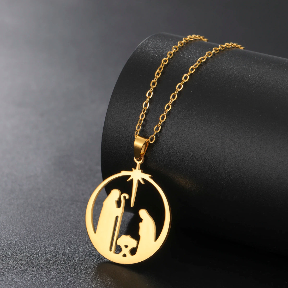 Angel Star Prayer Talisman Pendant Necklace — Stainless Steel