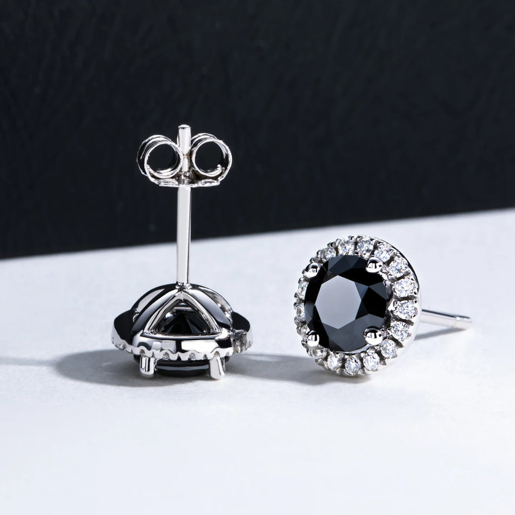 Iced Out Black Diamond Earrings — 925 Silver