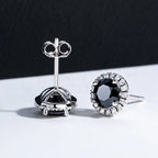 Iced Out Black Diamond Earrings — 925 Silver