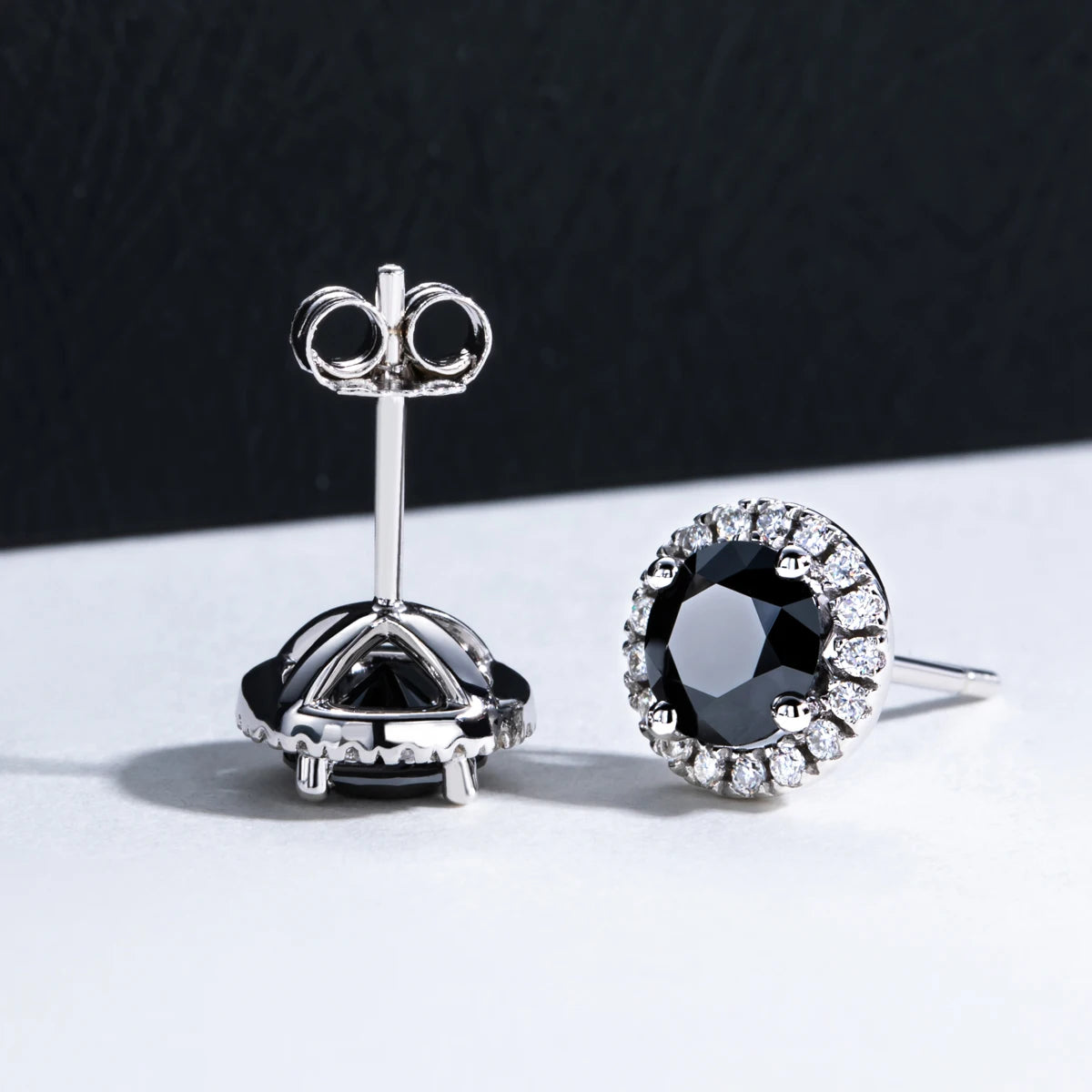 Iced Out Black Diamond Earrings — 925 Silver