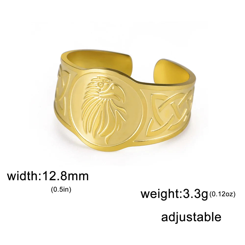 My Shape Lion Rings for Men Punk Celtics Knot Animals Resizable Stainless Steel Finger Ring Nordic Vintage Jewelry
