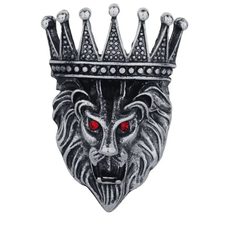 Vintage Lion Crown Brooch — Lapel Pin for Suit & Shirt Collar