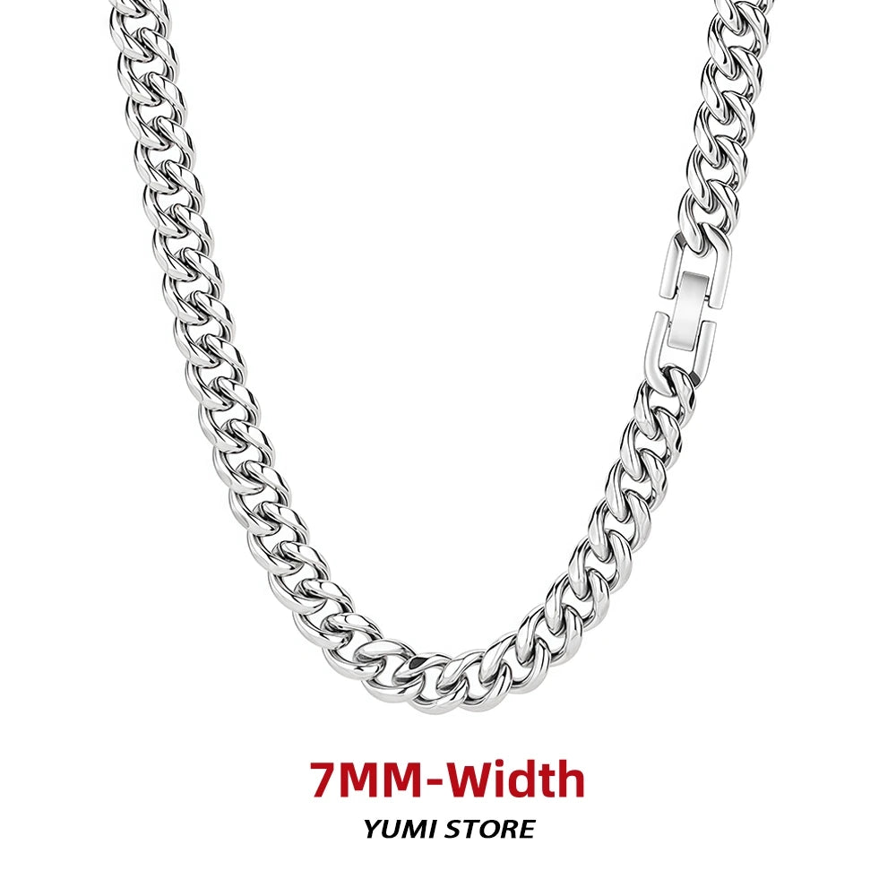Hip Hop Buckle Cuban Necklace For Man Woman Non Fading Titanium Steel Clavicle Chain Streetwear New Couple Grunge Jewelry Gift
