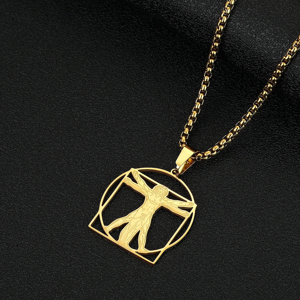 Vitruvian Man Art Pendant Necklace