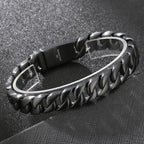 Polished Brushed Stainless Steel Cuban Chain Bracelet for Men Black Gold Color Nickel-Free Jewelry18-24CM Length Gift