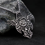 New Vintage Stainless Steel Nordic Odin Crow Pendant Necklace Fashion Viking Compass Necklaces Amulet Jewelry Gifts Dropshipping