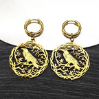 Tree Of Life Steel Earrings Gothic Crow Bird Dangle