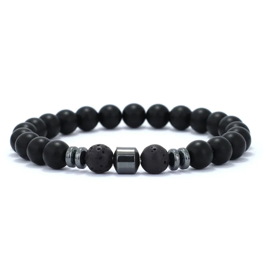 Premium Natural Volcanic Stone Beaded Bracelet Handmade Tiger Eyes Howlite Onyx Beads Braclet Meditation Healing Leisure Joias