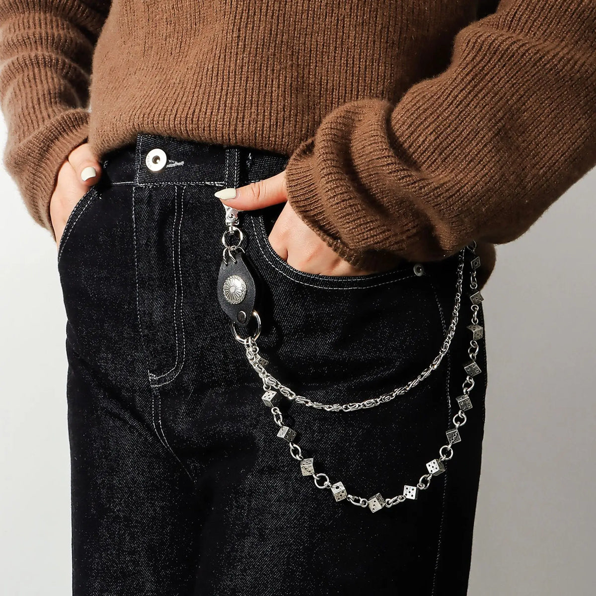 Dice Rivet Heavy Duty Pants Chain — Black-Tone Jeans Chain