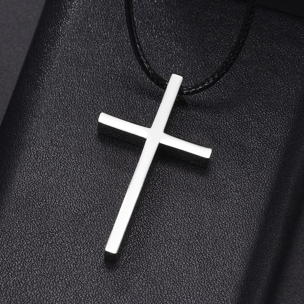 Christian Jesus Cross Necklace For Women Men Stainless Steel Chains Choker Religion Pendants Jewelry Prayer Baptism Gift