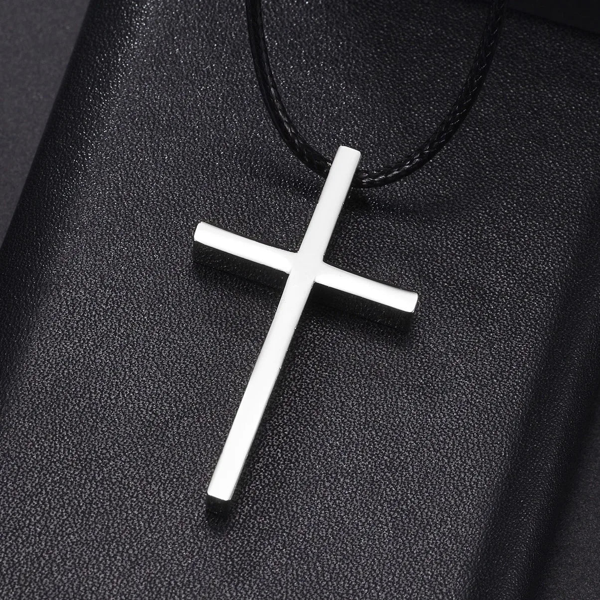 Christian Jesus Cross Necklace For Women Men Stainless Steel Chains Choker Religion Pendants Jewelry Prayer Baptism Gift