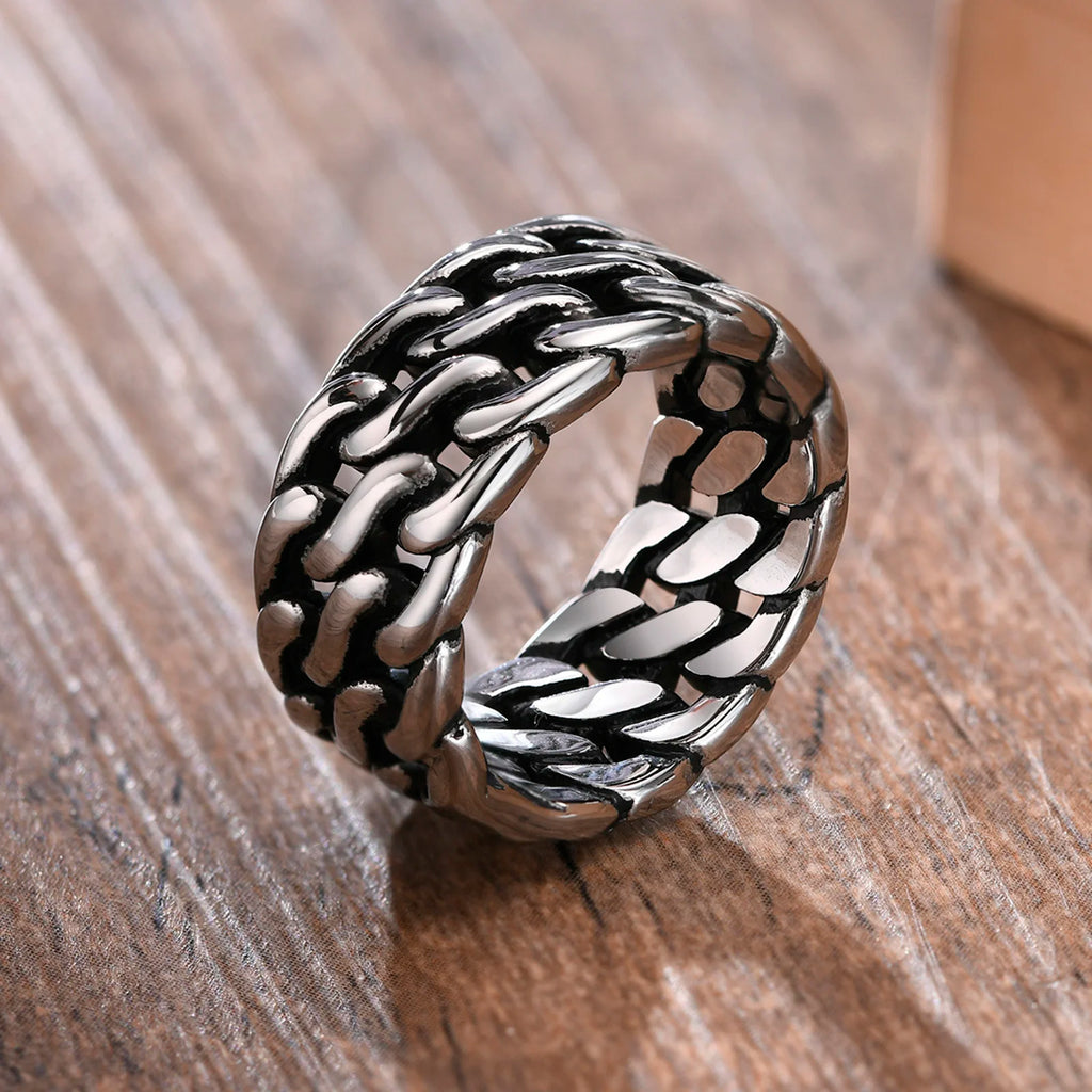 Cuban Twisted Chain Ring 10mm — Stainless Steel