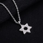 MossanRappr Full Moissanite Iced Out Star of David Pendant Necklace Hip Hop Hexagram Rope Chain for Men Women