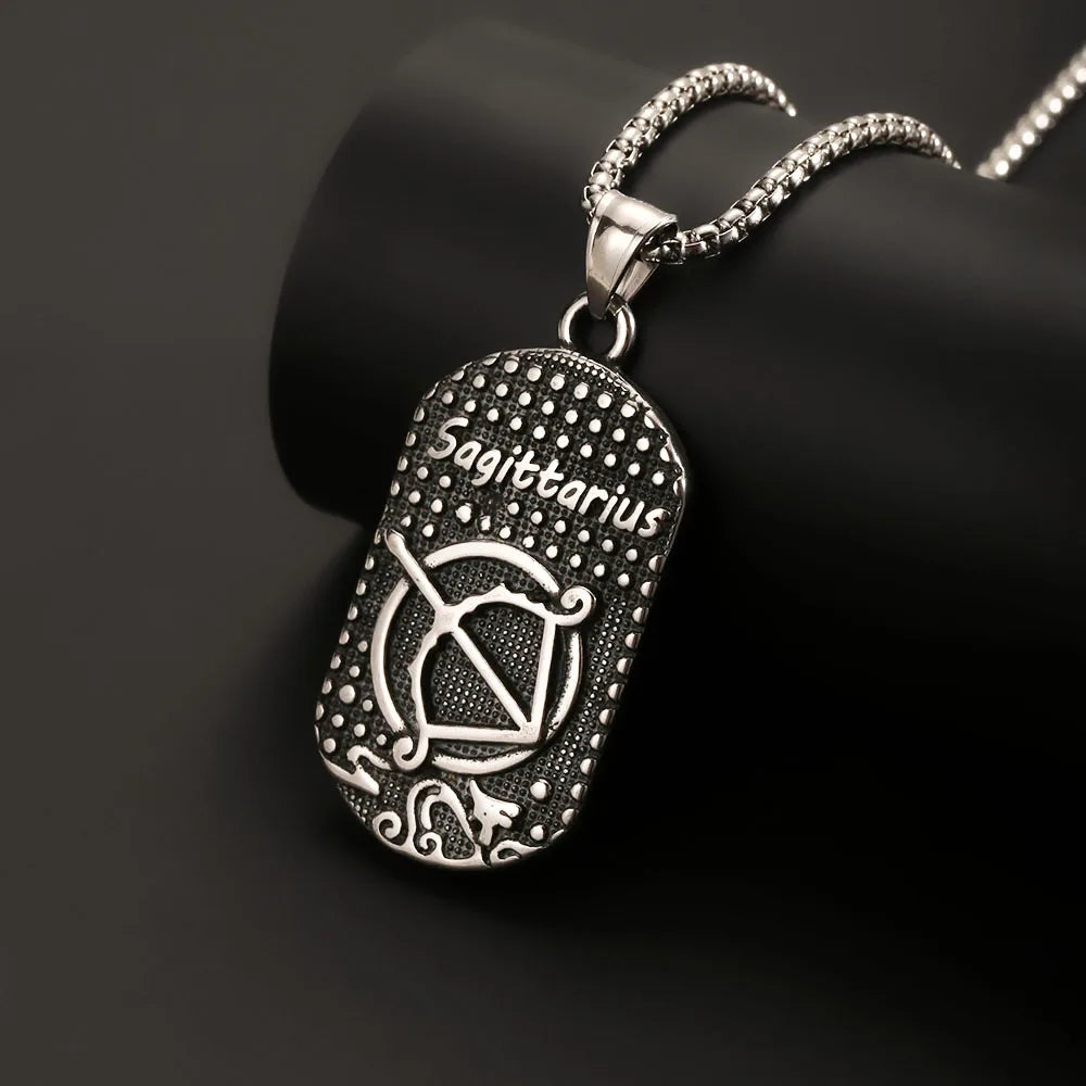 1PC Stainless Steel Scorpio Gemini 12 Zodiac Sign Necklace for Men  Leo Cancer Constellation Pendant Necklace Man Birthday Gift