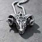 Gothic Pentagram Goat Head Pendant Necklace — Stainless Steel