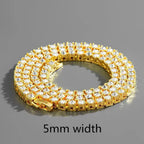 4/5mm 1 Row Black White Crystal Cz Stone Tennis Chain Hip Hop Choker Necklace Bling Iced Out Rock Jewelry For Men Women 18inch