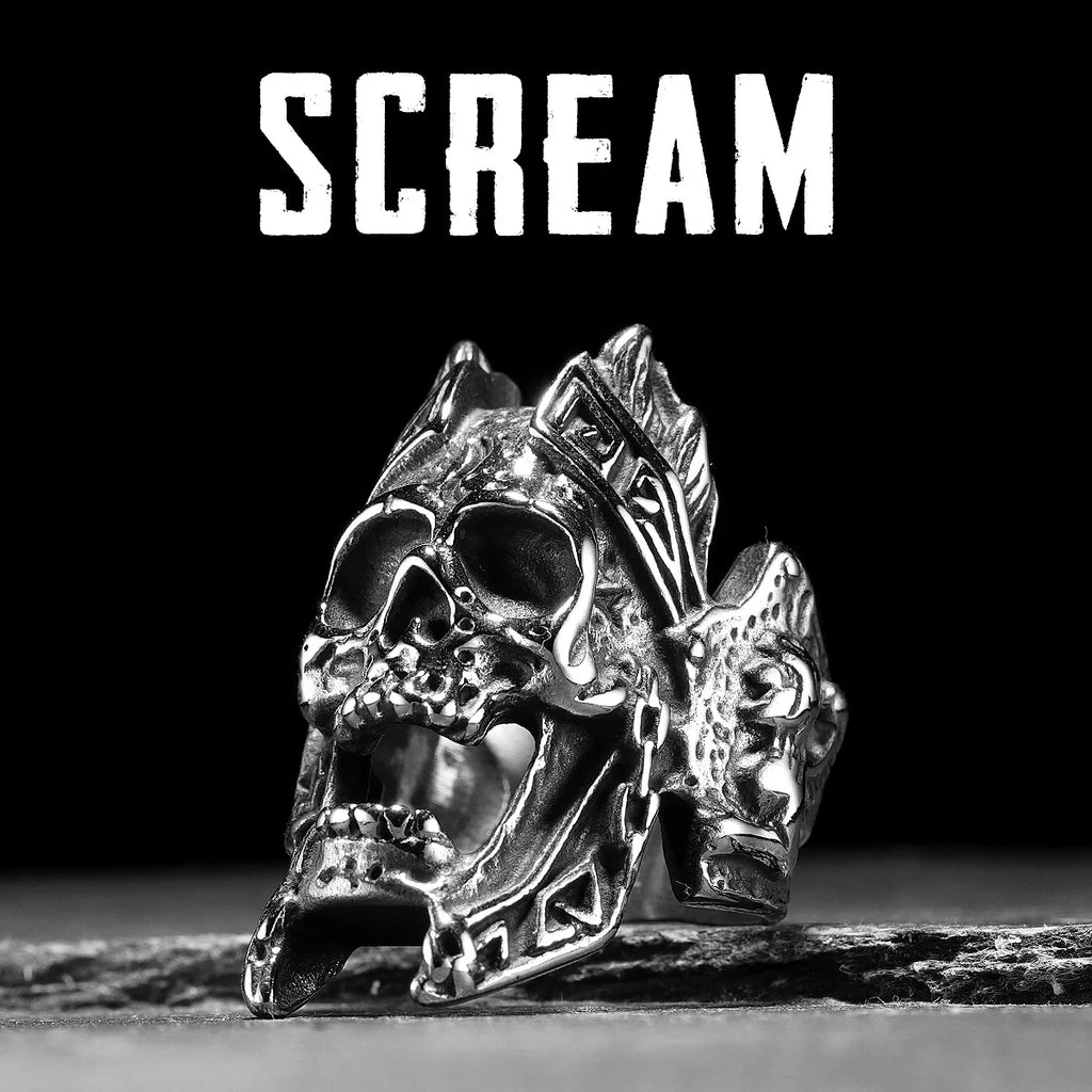 Horror Scream Skull Ring — Stainless Steel