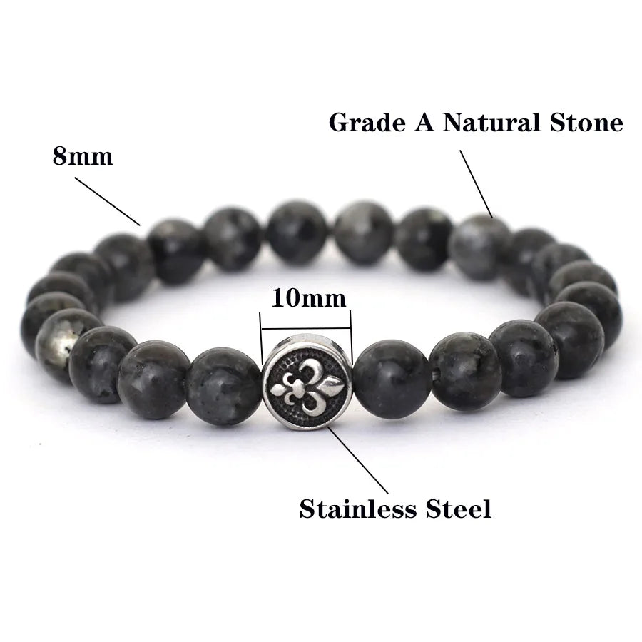 Simple Style Natural Stone Bracelet For Men Stainless Steel Metal Volcanic Rock Tiger Eyes Strand Braclet Perfect Gift Boyfriend