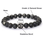 Simple Style Natural Stone Bracelet For Men Stainless Steel Metal Volcanic Rock Tiger Eyes Strand Braclet Perfect Gift Boyfriend