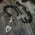 PERSONALISIERBAR Black Rosary with Ouija Planchette and Hand, Gothic Necklace, Black Magic, Occult Jewelry, Ghosts