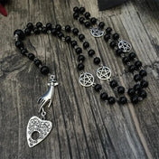 Gothic Black Rosary Ouija Planchette Pendant Necklace
