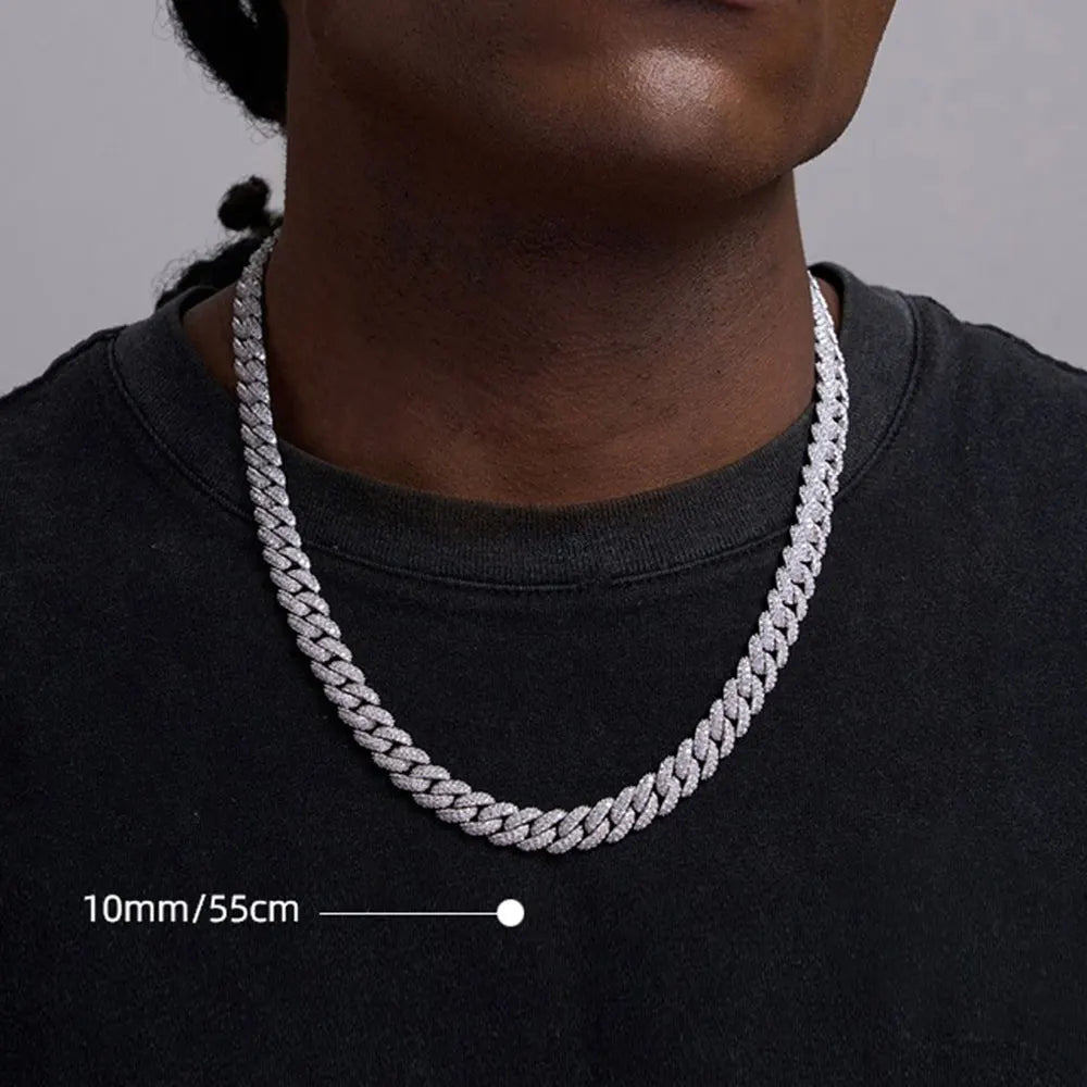 Iced Out Cuban Chain Necklace Stainless Steel 10MM