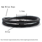 New Minimalist Men's Rope Bracelet Double Layer Survival Bracelet Accessories Boyfriend Gift Magnet Buckle Men's