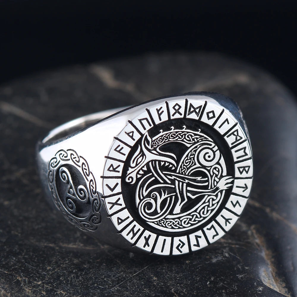 Viking Dragon Rune Ring — 925 Silver