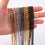 1pcs Wide Cuba Chain 40+5cm Stainless Steel Necklaces For Women Men Accessories Vinatge Jewelry On The Neck Necklace