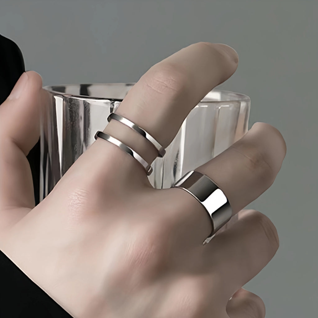 Retro 3 Stacking Rings Set Adjustable Open Ring For Men Gothic Punk Edgy Hiphop Silver-plated Copper Jewelry Accessories Gift