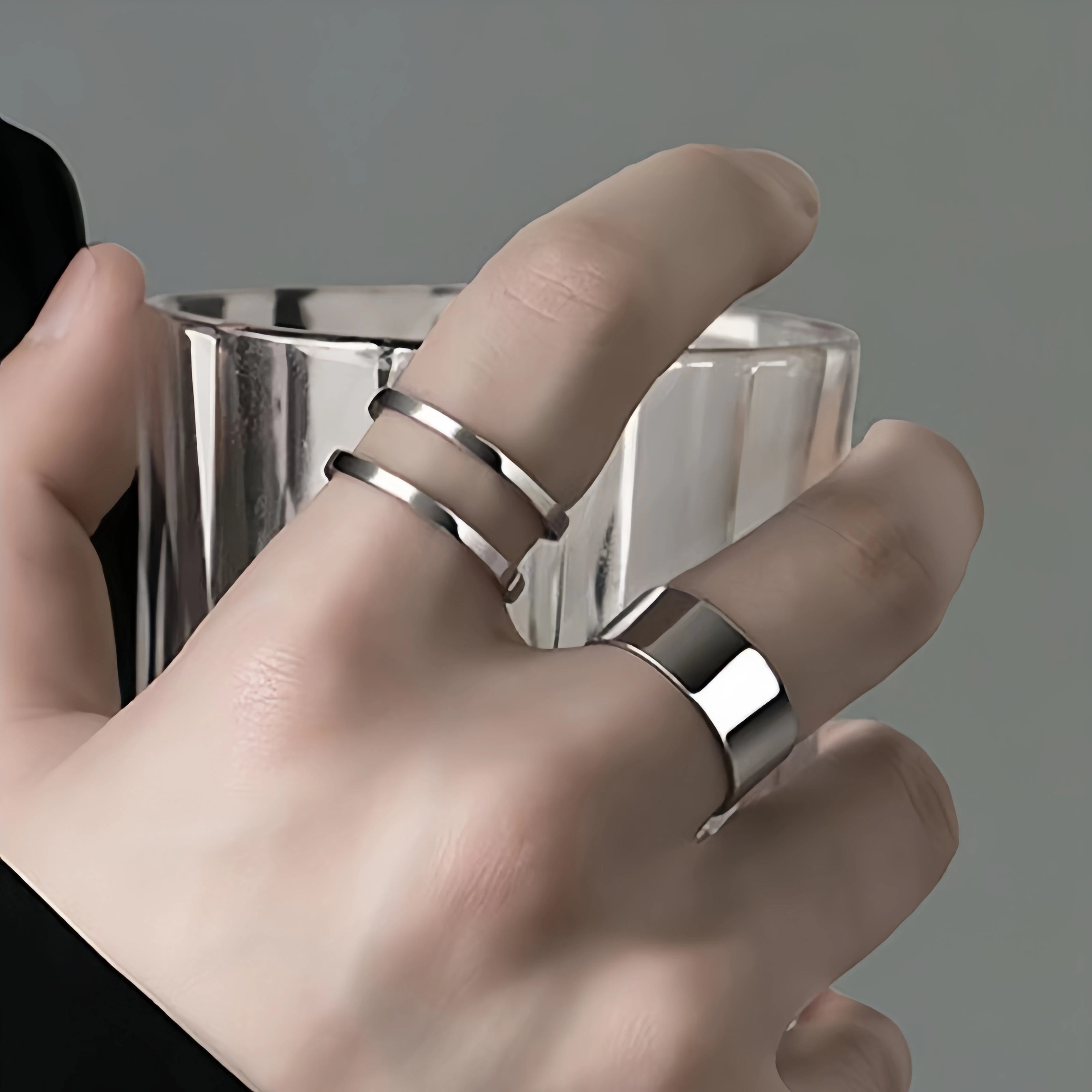 Retro 3 Stacking Rings Set Adjustable Open Ring For Men Gothic Punk Edgy Hiphop Silver-plated Copper Jewelry Accessories Gift