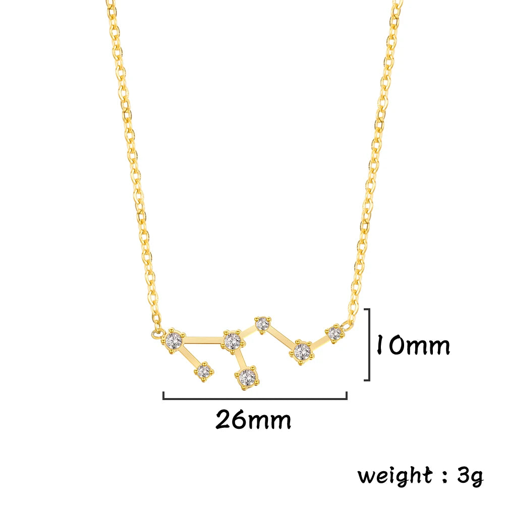 Unift Clear Zircon Zodiac Constellation Women Necklaces Star Sign Pisces Aries Taurus Pendant Fashion Horoscope Amulet Jewelry