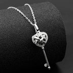 Heart Celtic Silver Pendant Sterling Key Shape