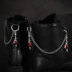 2Pcs Gothic Red Rose Sword Boots Chain Silver Metal Removable Shoe Chain Punk Boots Decorative Accessories Decoration