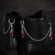 2Pcs Gothic Red Rose Sword Boots Chain Silver Metal Removable Shoe Chain Punk Boots Decorative Accessories Decoration