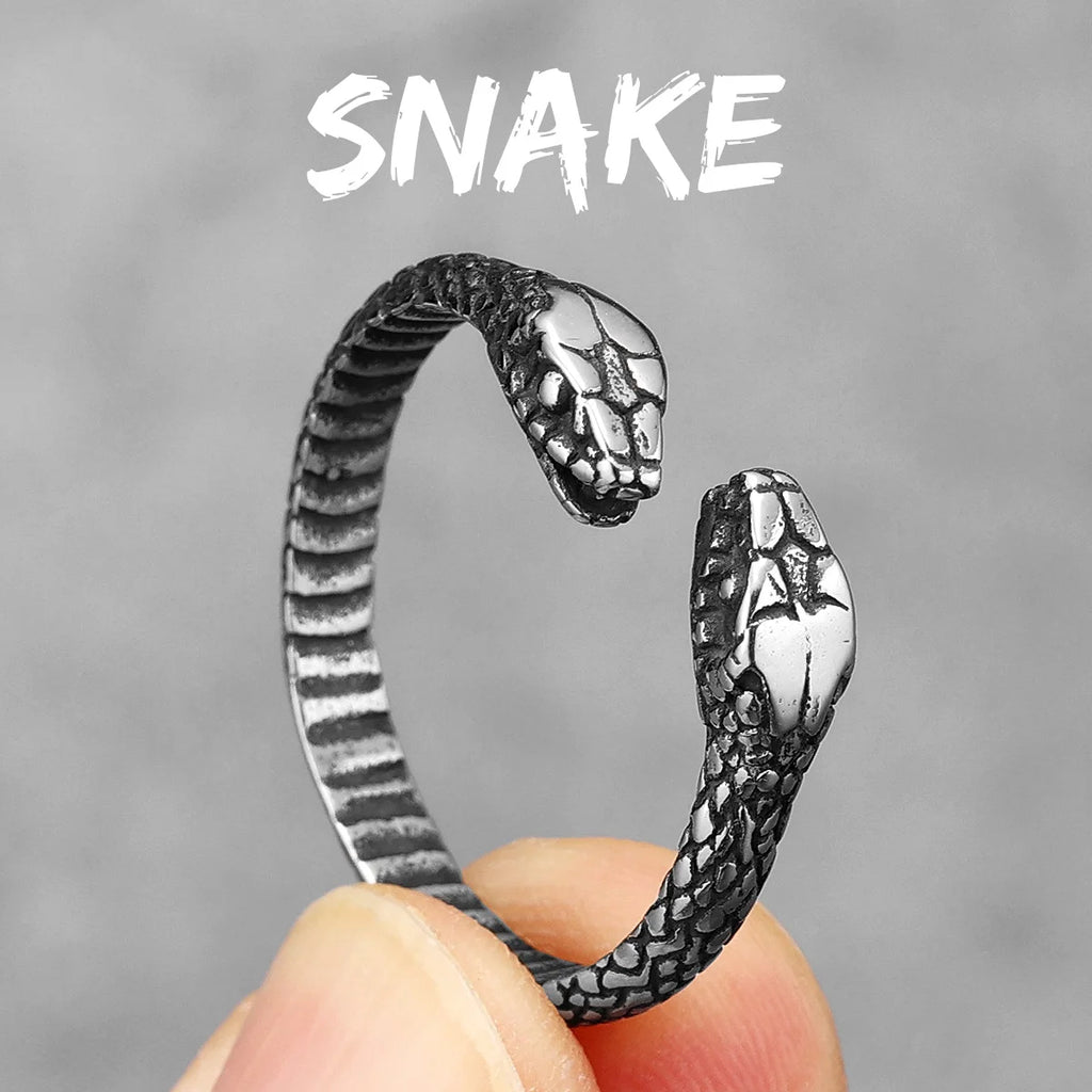 Animal Snake Cobra Series Stainless Steel Men Rings Punk Trendy for Women Fashion Jewelry Halloween Creativity Gift Wholesale