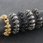 Gothic Stainless Steel Motorcycle Chain Bracelet for Man Casting Men's Bracelets of Skull Heads Skeleton Jewelry