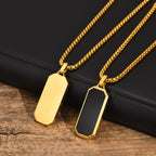 Vnox Geometric Pendant Necklaces For Boys,Stainless Steel Simple Square Dog Tag Men Necklaces,Retro Collar Jewelry Gift