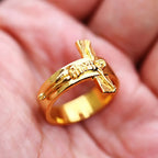 Men's Vintage Stainless Steel Jesus Cross Rings Fashion Character Relief Religious Ring Creative Party Gothic Jewelry