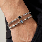 Men's Zircon Charm Bracelet, 4mm Square Chain Stainless Steel Bracelets, Fashion Waterproof Jewelry Gift for Men