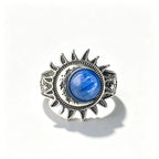 Sun Star Moon Cabochon Ring — Silver-Tone Bohemian